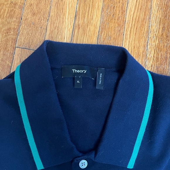 Theory brand super fine knit navy Polo XL - Picture 3 of 7